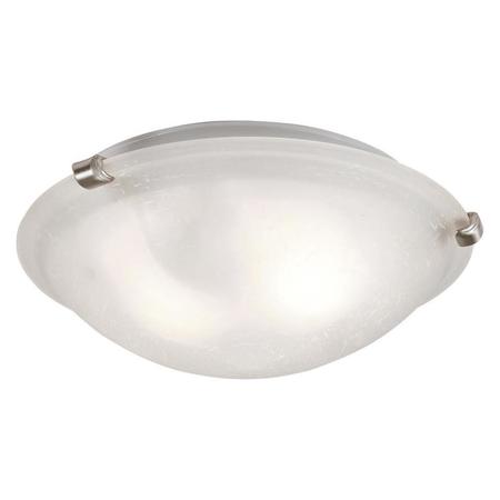 TRANS GLOBE Two Light Brushed Nickel White Frosted Linen Glass Bowl Flush Mount 58600 BN